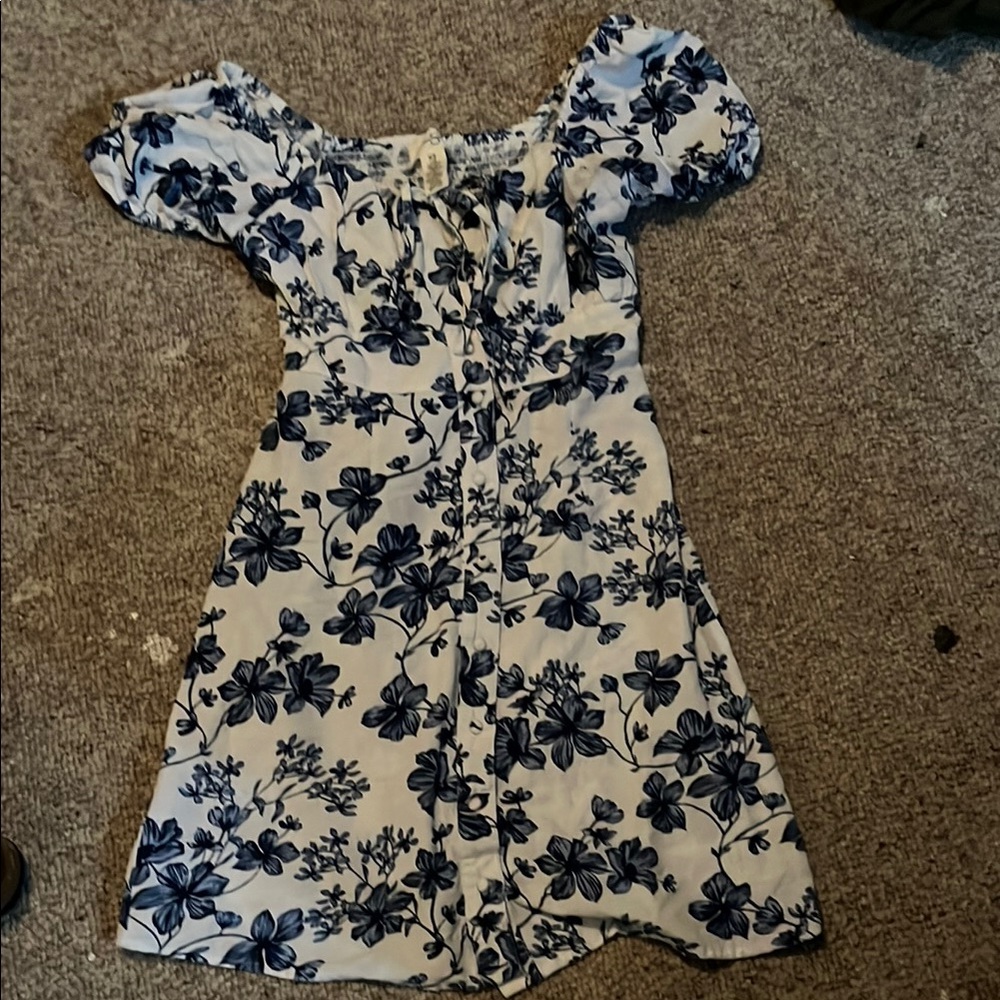 Floral Blue and White Kids Dress